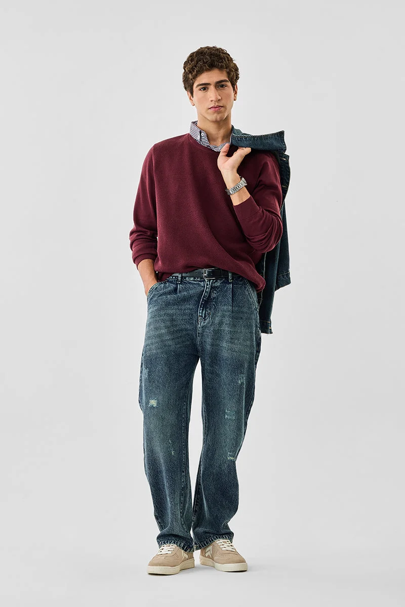 سنيتش Light Distressed Baggy Jeans